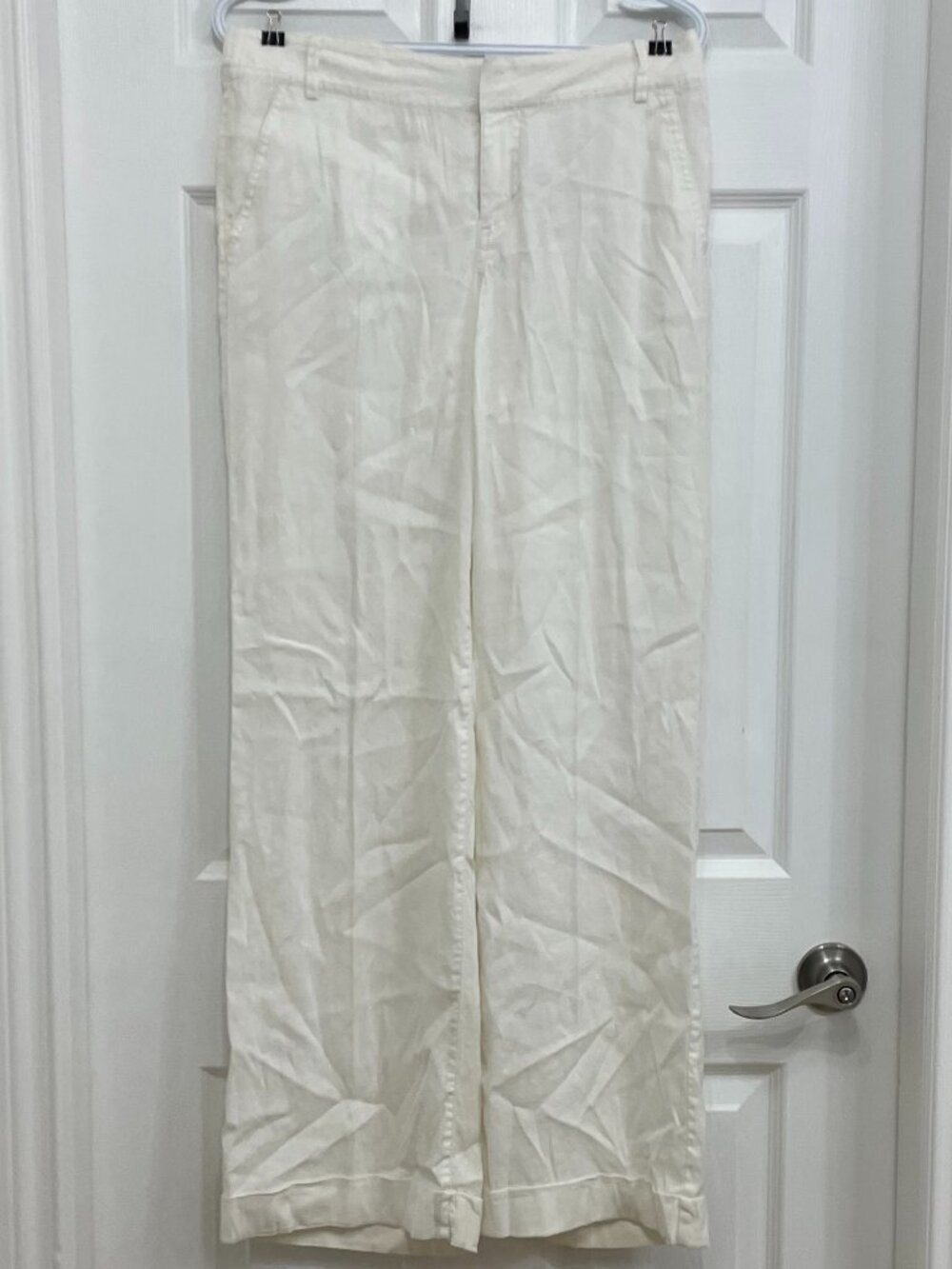 Club Monaco Off White Wide Leg Tailored Dress Pants Double Snap Waist Size 6